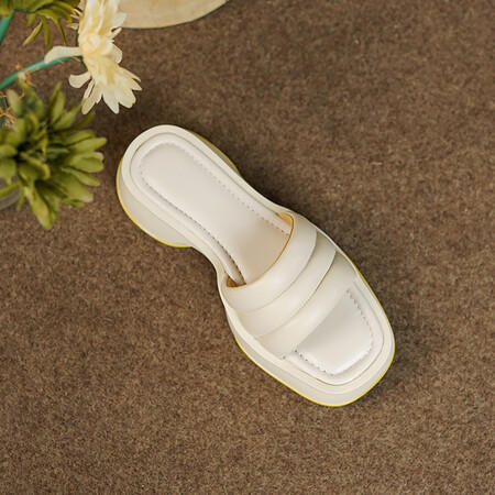 舒适百搭，羊皮厚底松糕皮拖鞋LCC-C8341 商品图4