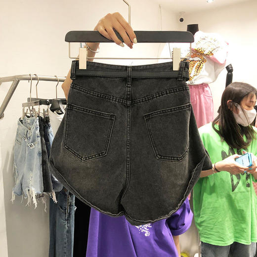黛唯梵牛仔短裤女2022年夏季韩版新款港风洋气高腰显瘦卷边百搭阔腿裤潮 商品图4