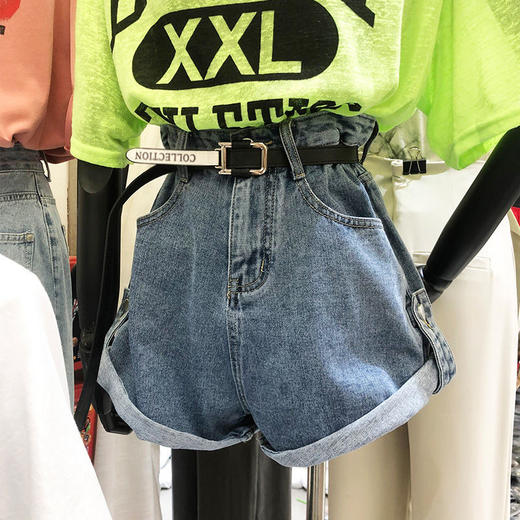 黛唯梵牛仔短裤女2022年夏季韩版新款港风洋气高腰显瘦卷边百搭阔腿裤潮 商品图0