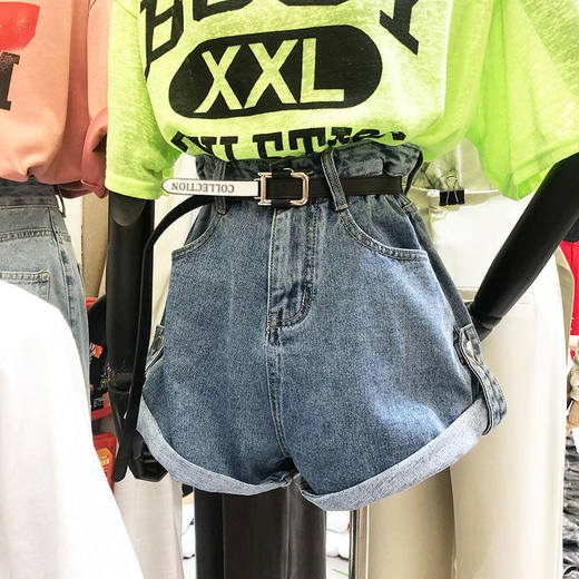 黛唯梵牛仔短裤女2022年夏季韩版新款港风洋气高腰显瘦卷边百搭阔腿裤潮 商品图2
