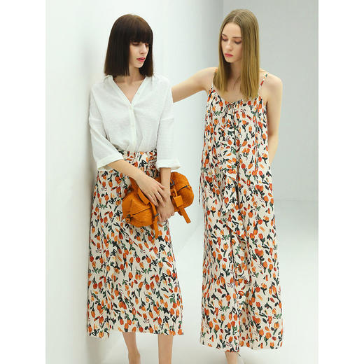 COCOBELLA油画风郁金香吊带裙女夏度假风碎花连衣裙长裙FR118 商品图4