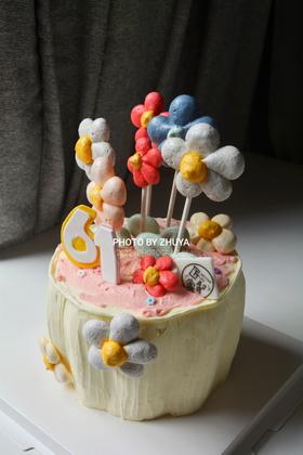 盛开的花朵（提前1天预约，奶油霜工艺，花朵改为翻糖制作）