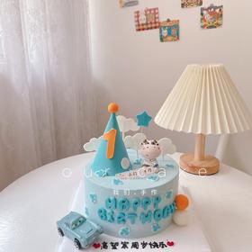 多款式~牛宝宝生日帽款卡通蛋糕（车车颜色随机搭配）-低糖处理无添加