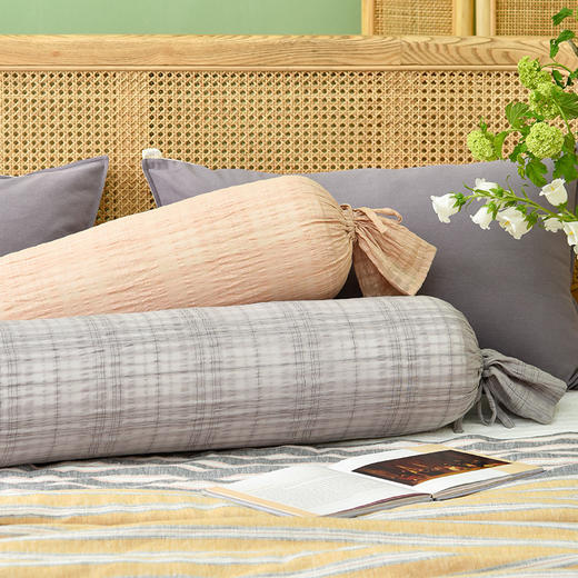 格纹泡泡亚麻系列圆柱形糖果枕孕妇侧睡抱枕 商品图1