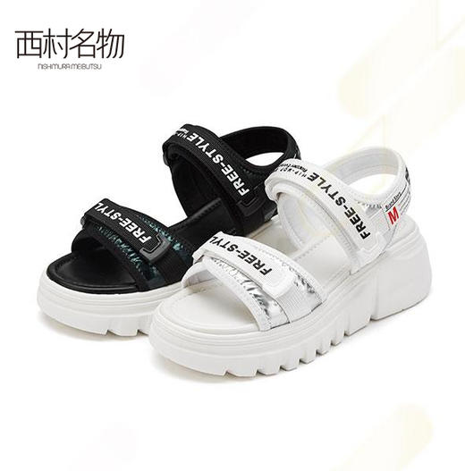 西村名物2021夏新款厚底百搭松糕女凉鞋T21BG23721 商品图0