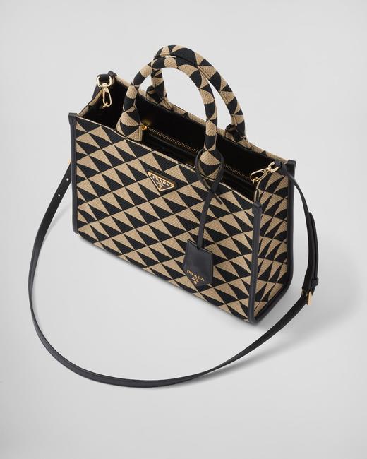 【欧洲专柜直通车】Prada 普拉达 女士Symbole 刺绣织物小号托特包/斜背包 1BA354 商品图1