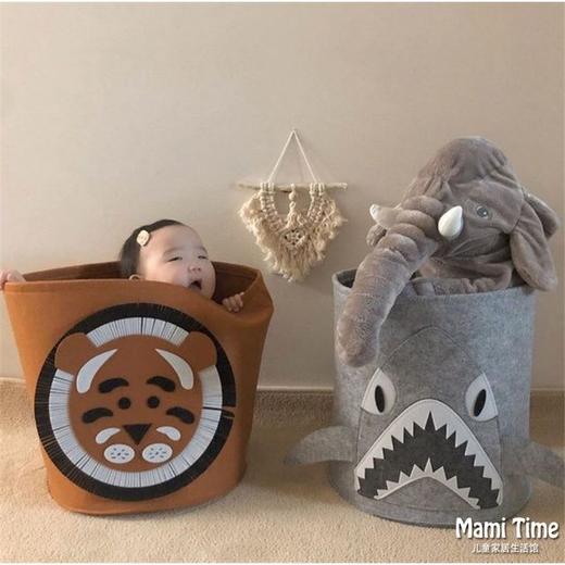 韩国INS儿童玩具收纳筐狮子图案可水洗毛毡脏衣篮宝宝杂物收纳 商品图3