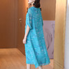 宽松舒适，中长款桑蚕丝印花绑带度假裙子真丝连衣裙（配腰带）KDS-2260 商品缩略图3