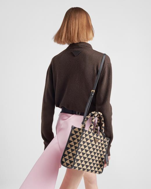 【欧洲专柜直通车】Prada 普拉达 女士Symbole 刺绣织物小号托特包/斜背包 1BA354 商品图5