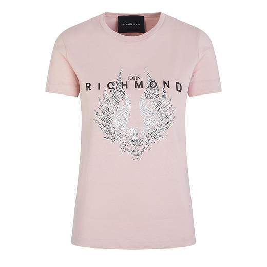 RICHMOND 女士棉质镶钻骷髅翅膀圆领短袖T恤 粉色 RWP19310TS PINK ANTIQUE 商品图0