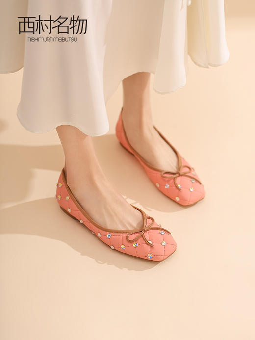 西村名物2022春季新款女单鞋蝴蝶结晚晚风温柔鞋平底奶奶鞋19231 商品图0