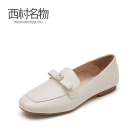 西村名物英伦风乐福鞋女2021春新款小皮鞋百搭平底复古单鞋T21AM11601