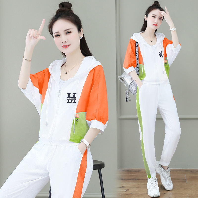 宽松透气撞色减龄潮流运动裤两件套AHM-wxbfb5045