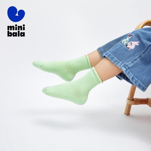 迷你巴拉儿童袜子春季新款舒适透气精梳棉网眼袜5双装 商品图1