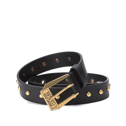VERSACE JEANS COUTURE范思哲 女士皮革铆钉装饰针扣式皮带腰带黑色 71VA6F03 71627 商品图0