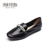 西村名物2021秋季新款方头真皮乐福鞋女反绒珍珠链平底单鞋T21CM34001 商品缩略图0