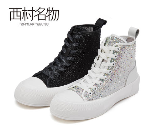 西村名物2021秋新款高帮街头球鞋运动板鞋网红国潮休闲鞋女X21DS43411 商品图0