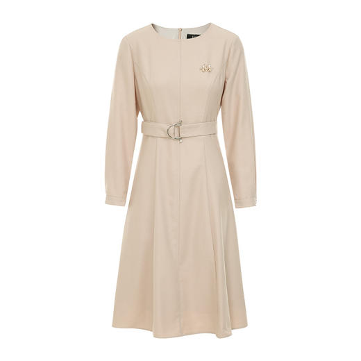 EITIE爱特爱秋季新款气质通勤百搭薄呢料温柔长袖纯色连衣裙C2207002 商品图4