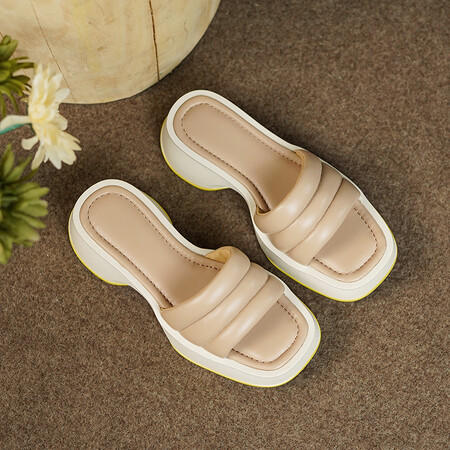 舒适百搭，羊皮厚底松糕皮拖鞋LCC-C8341 商品图1