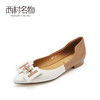 西村名物2021秋季新款平底鞋通勤时尚方头浅口低跟简约单鞋T21CE34271 商品缩略图0