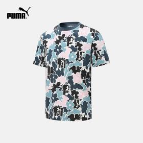 彪马新款男子休闲满印圆领短袖T恤2pu53691965