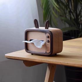 电视兔实木可爱纸巾盒