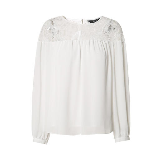 EITIE爱特爱秋季新款时尚镂空白色蕾丝一字肩宽松衫上衣C2213004 商品图4