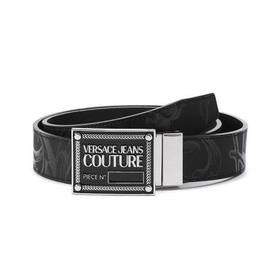 VERSACE JEANS COUTURE范思哲【22春夏新款】男士皮革可裁剪板扣式双面皮带腰带3.3cm黑色 72YA6F01 ZP102