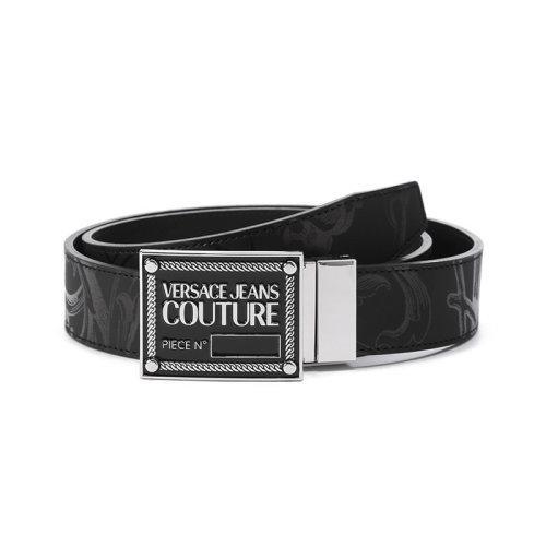 VERSACE JEANS COUTURE范思哲【22春夏新款】男士皮革可裁剪板扣式双面皮带腰带3.3cm黑色 72YA6F01 ZP102 商品图0