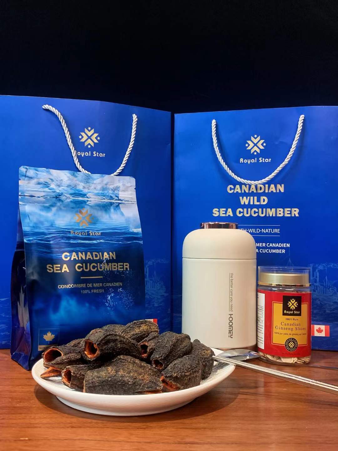 Royal star加拿大野生纯淡干海参圆筒参 25头左右/磅 宁波仓