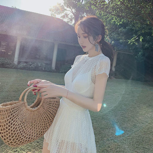 黛唯梵泳衣女夏新款时尚性感遮肚显瘦保守连体温泉游泳衣仙女范ins 商品图6