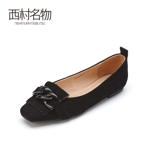 西村名物2021秋季新款仙女鞋温柔单鞋女平底鞋浅口低跟方头T21CE34151 商品图0