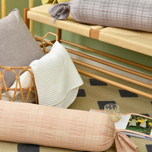 格纹泡泡亚麻系列圆柱形糖果枕孕妇侧睡抱枕 商品图3