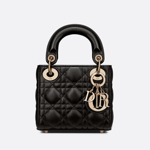 【国内现货预定】DIOR 迪奥 超迷你 LADY DIOR 手袋 12x10.2x5cm 黑色羊皮革藤格纹手提/单肩包 S0856ONGE 商品图0