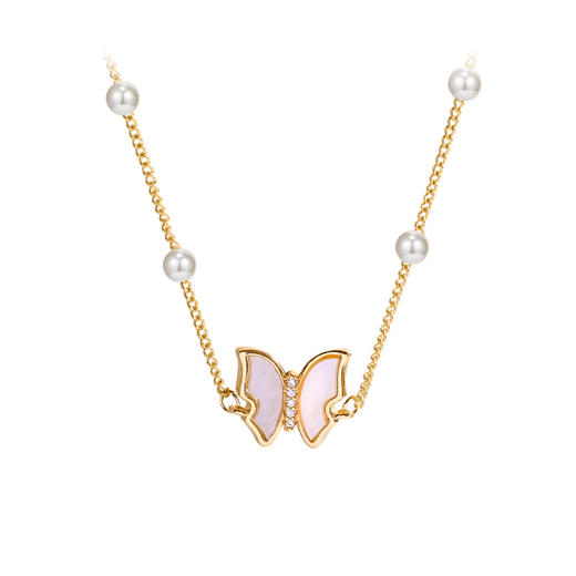 INS潮氛围感蝴蝶贝母手链女复古简约气质珍珠手镯小众轻奢手饰品七夕情人节 商品图4