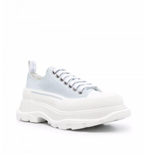 ALEXANDER MCQUEEN 亚历山大.麦昆 男士帆布 Slick Tread 系带低帮休闲运动鞋 浅蓝色 604257 W4SX1 4530 商品图0