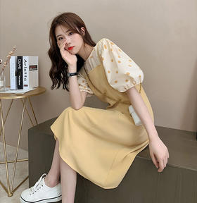 （清仓现货）【社群供X】韩版宽松百搭波点上衣+显瘦背带裙套装2