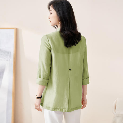 夏装轻奢透气莱赛尔 天丝西服 天然微孔透气结构 触感像 “冰丝真丝”  夏天穿不闷汗/不粘身 轻薄空调服外套女1990 商品图5