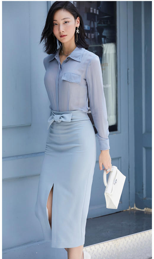 J9353764A颈袖添香夏季新款铅笔裙女士OL修身时尚半身裙包臀一步裙J9353764A 商品图7