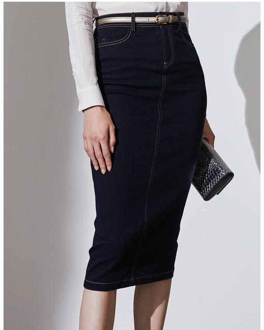 不费力的时尚”牛仔半裙 搭配单品 建议两色入手J9353788颈袖添香 商品图1