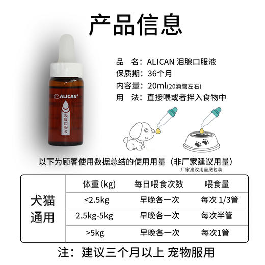 台湾ALICAN泪腺口服精华液狗狗去比熊博美泪痕液宠物眼泪猫咪犬消 商品图1