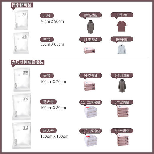 抽真空压缩袋收纳袋子大号抽空气棉被子整理袋特大装衣物衣服被褥 商品图5
