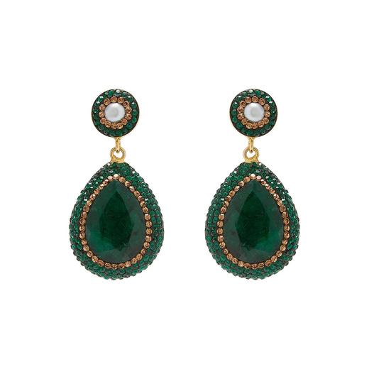 售罄｜SORU-Emerald-珍珠 绿宝石 耳环［英国设计师］ 商品图0