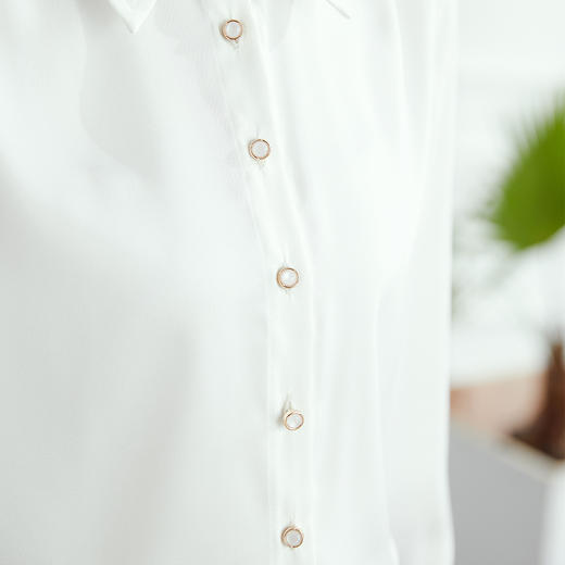 【简约干练】罗蒙女士衬衫优雅百搭精致肩部褶皱舒适绸缎休闲长袖衬衣 商品图3