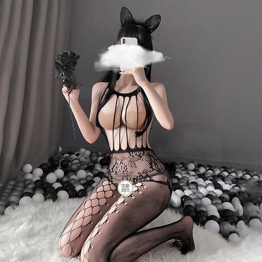 【勾心记】情趣内衣 丝袜 蕾丝 连体衣 开档 连身袜 内衣 型号:7405 商品图1