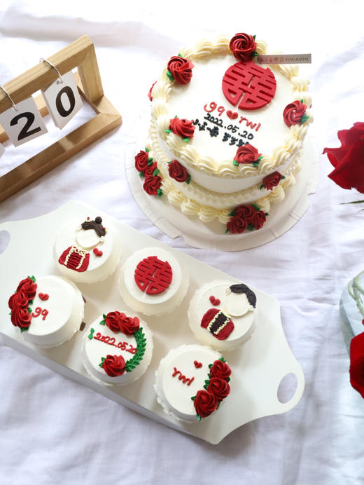 6寸订婚蛋糕＋6个纸杯蛋糕 商品图0