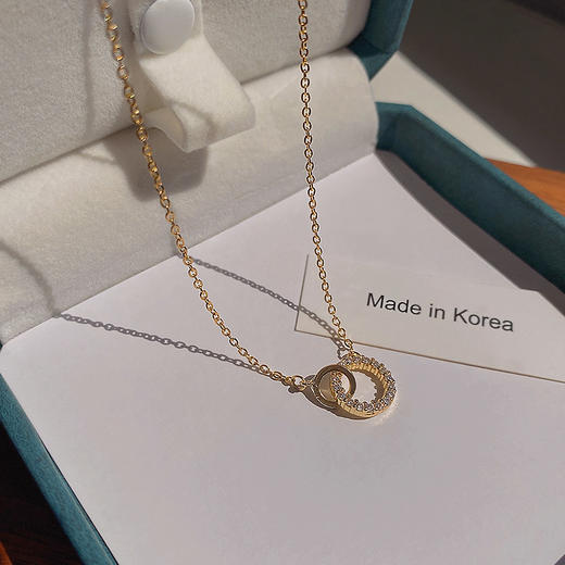 2022年新款几何钛钢项链女轻奢小众设计感镶钻锁骨链百搭气质配饰 商品图2