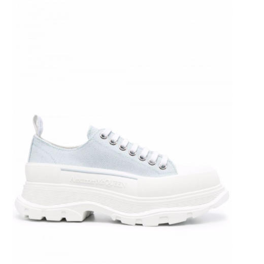 ALEXANDER MCQUEEN 亚历山大.麦昆 男士帆布 Slick Tread 系带低帮休闲运动鞋 浅蓝色 604257 W4SX1 4530 商品图3