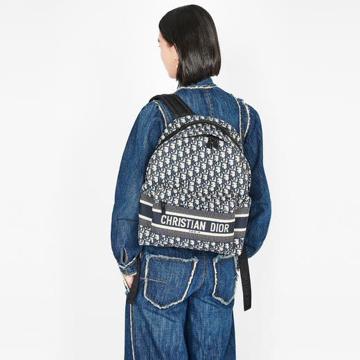 【国内现货预定】DIOR 迪奥 男女同款 DIORTRAVEL蓝色 Oblique 印花双肩旅行/背包 M6104STZQ 商品图6