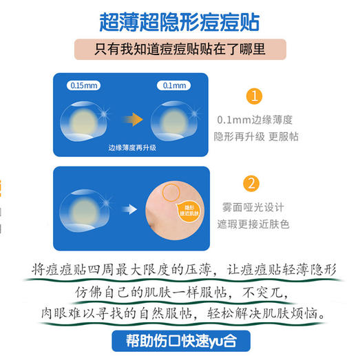 【痘痘急救隐形贴】痘痘贴日用+夜用痘痘贴淡化  0.1mm 粉刺贴 商品图2